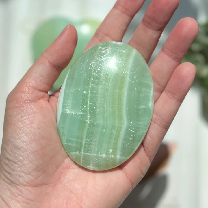 Caribbean Calcite Crystal Polished Palm Stone