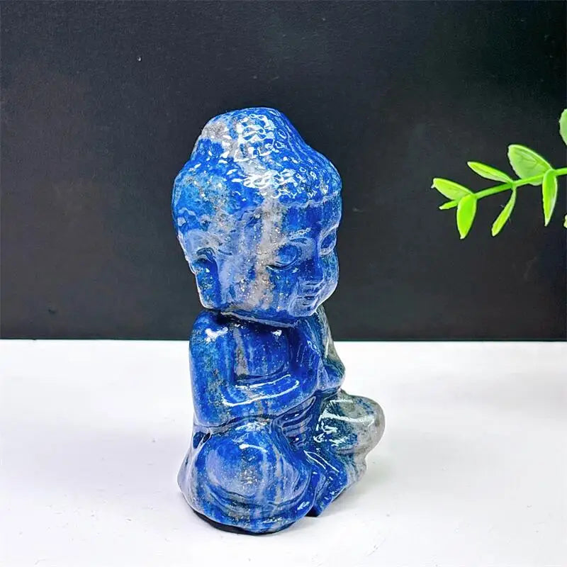 Lapis Lazuli Crystal Carved Buddha Meditation Statue