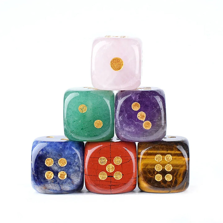 Crystal Carved Dice Rounded Corners Multi-Stone