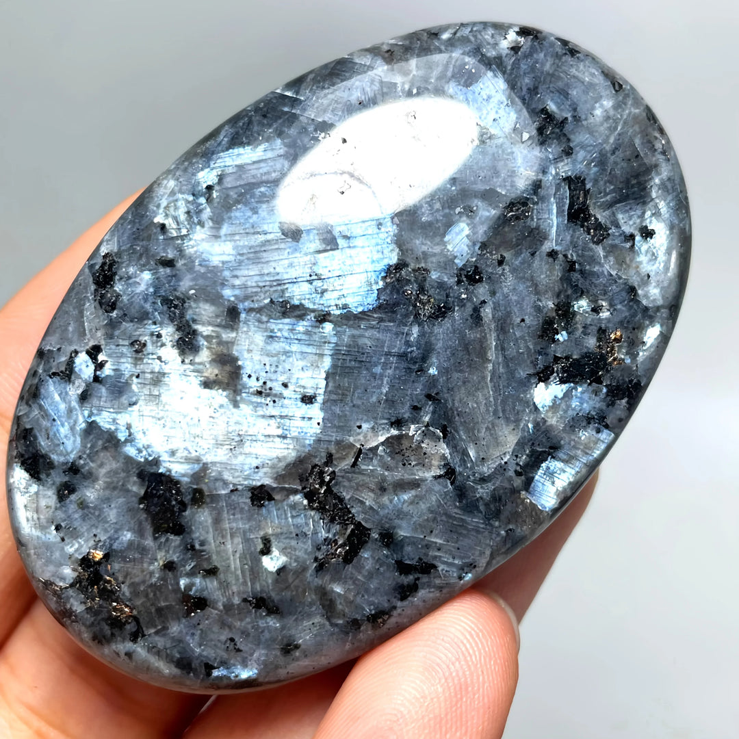 Larvikite Crystal Palm Stone