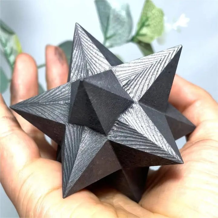 Shungite Crystal Carved Merkaba Star Sacred Geometry