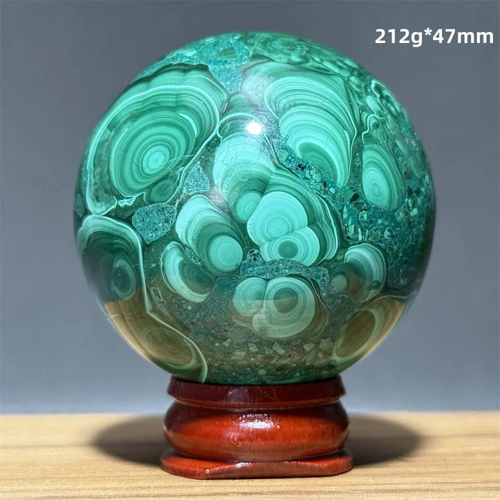 Malachite Crystal Polished Sphere with Display Base