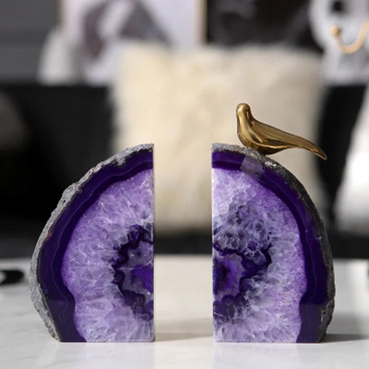 Agate Crystal Polished Abstract Natural Stone Bookends
