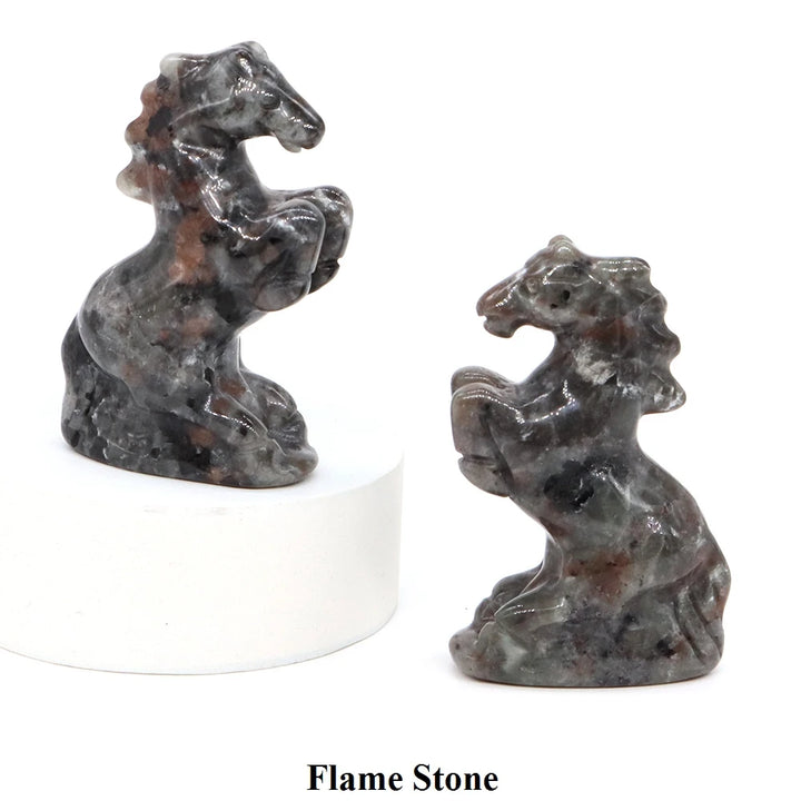 Natural Crystal Carved Horse Figurine Multi Stone Statue