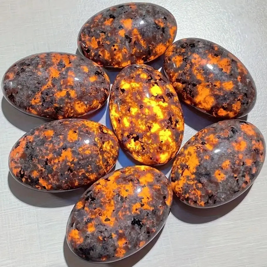 Yooperlite Crystal Palm Stone Flame UV Reactive Glow