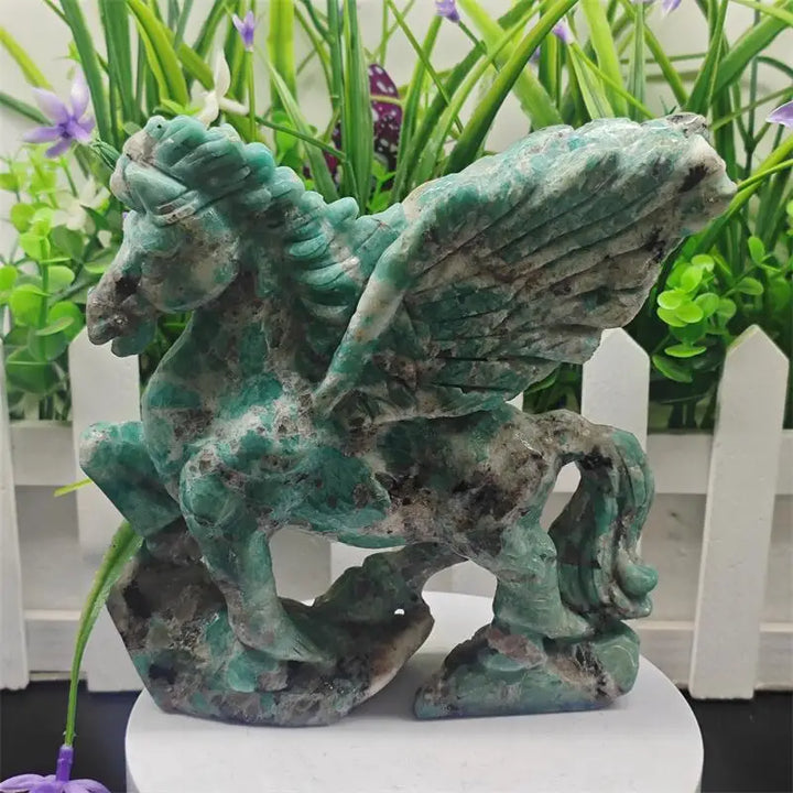 Amazonite Crystal Carved Unicorn Collector Sculpture