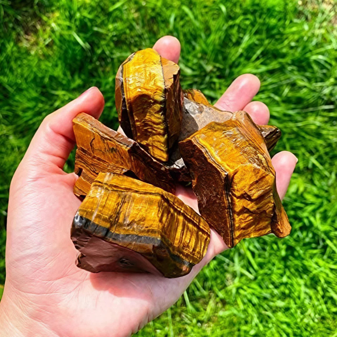 Tiger Eye Raw Crystal Stones for Grounding and Courage
