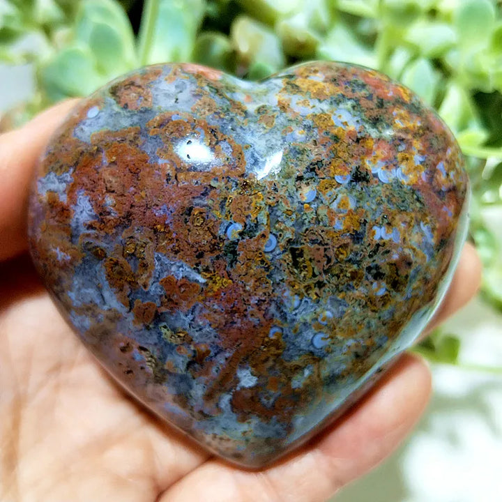Ocean Jasper Crystal Carved Polished Heart Specimen