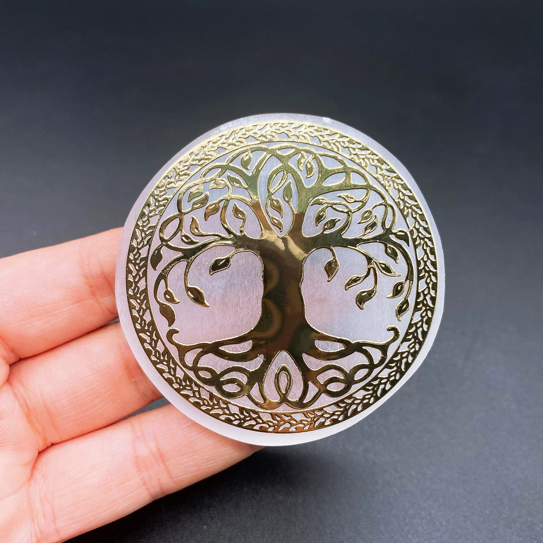 Selenite Crystal Charging Plate Engraved