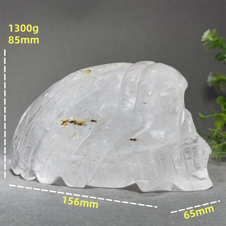 Clear Quartz Crystal Hand-Carved Skull