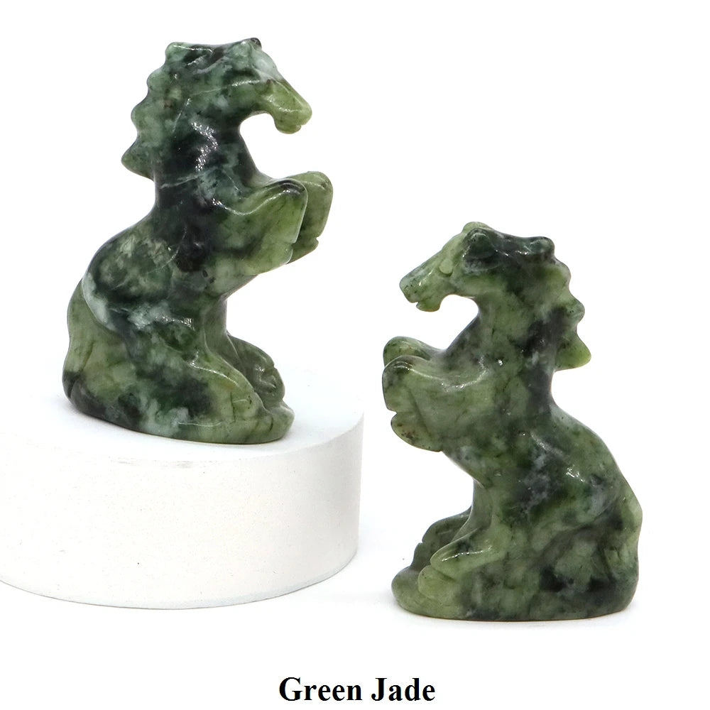 Natural Crystal Carved Horse Figurine Multi Stone Statue