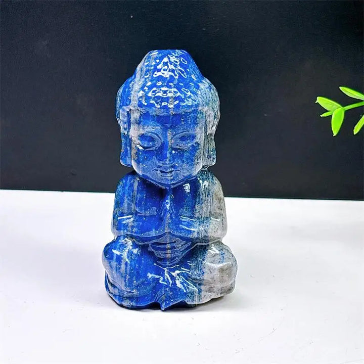 Lapis Lazuli Crystal Carved Buddha Meditation Statue