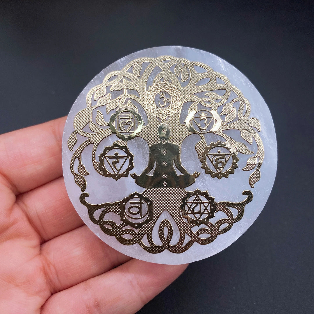 Selenite Crystal Charging Plate Engraved