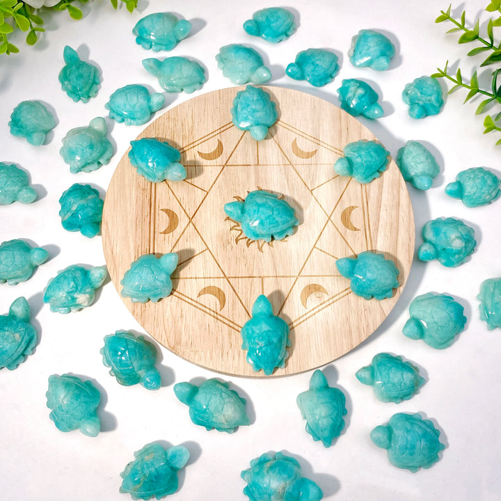 Amazonite Crystal Carved Sea Turtle Figurine