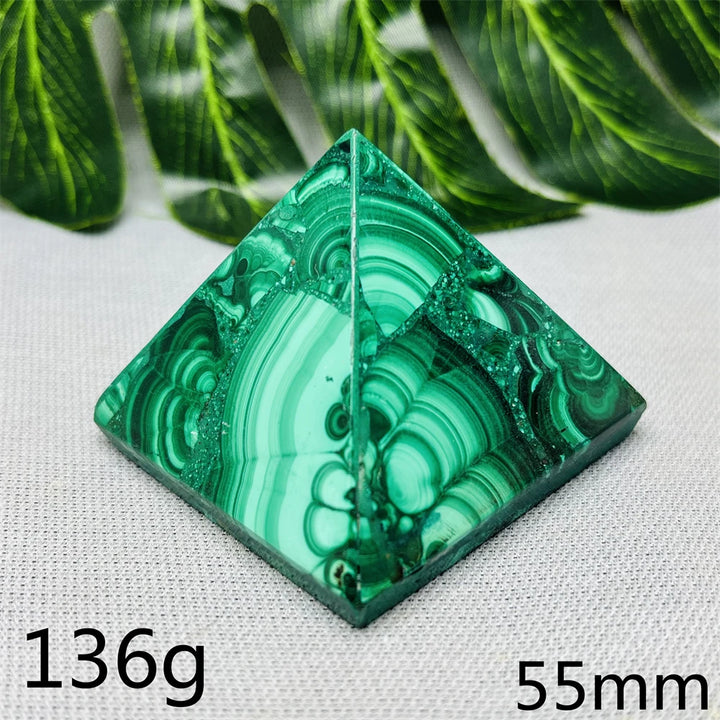 Malachite Crystal Pyramid Handcrafted Sacred Geometry