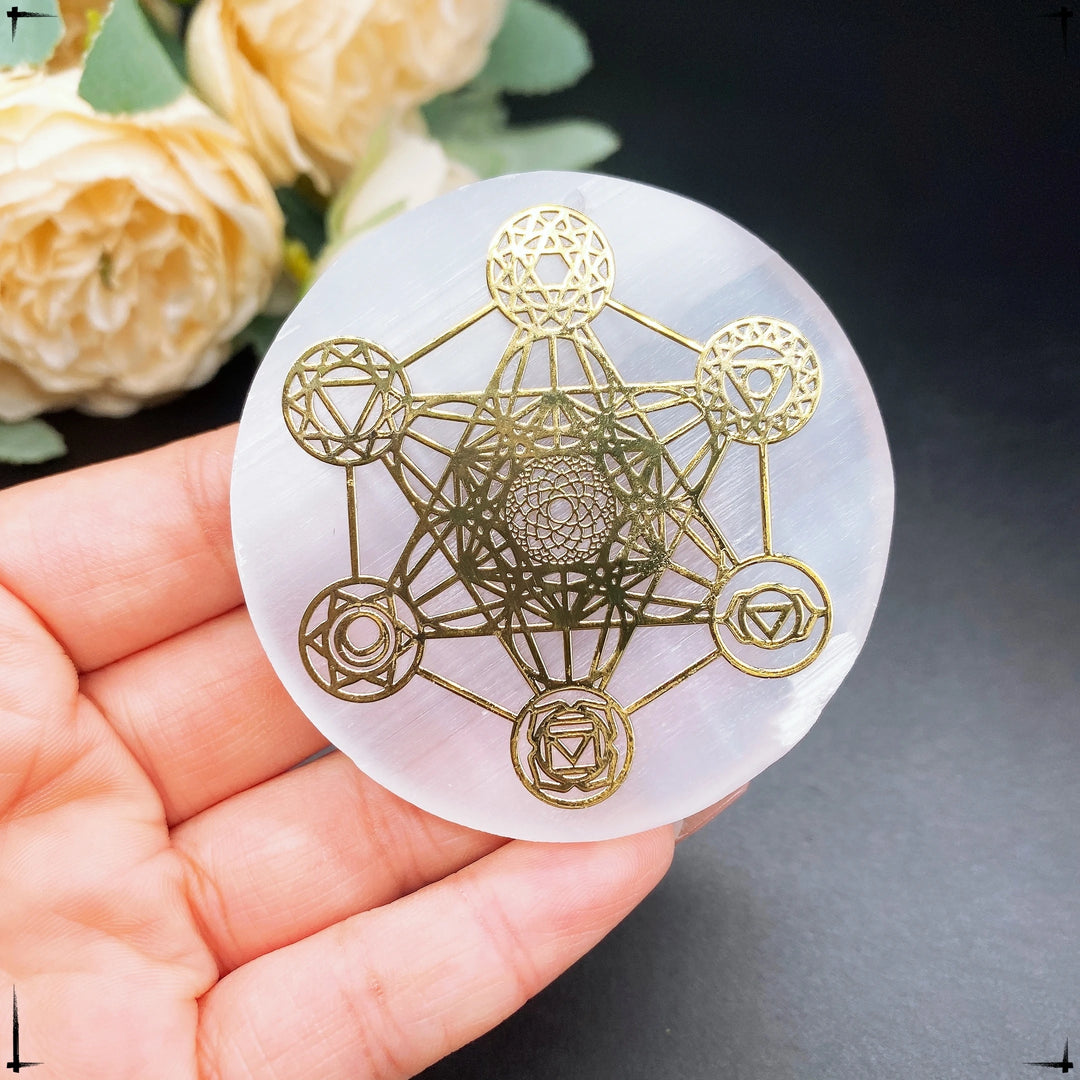 Selenite Crystal Charging Plate Engraved