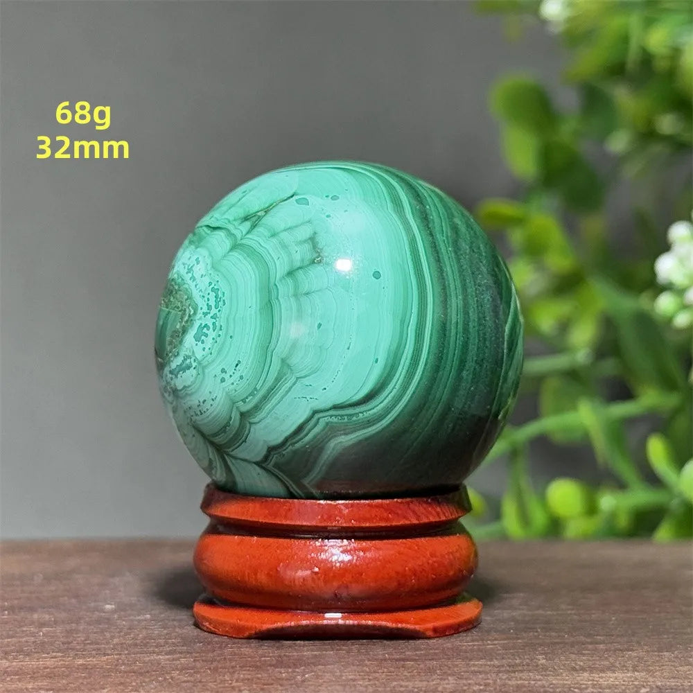 Malachite Crystal Sphere with Display Base Natural