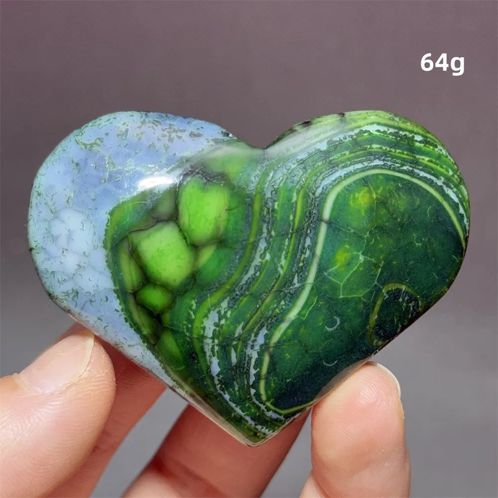 Dragon Veined Pattern Agate Crystal Heart