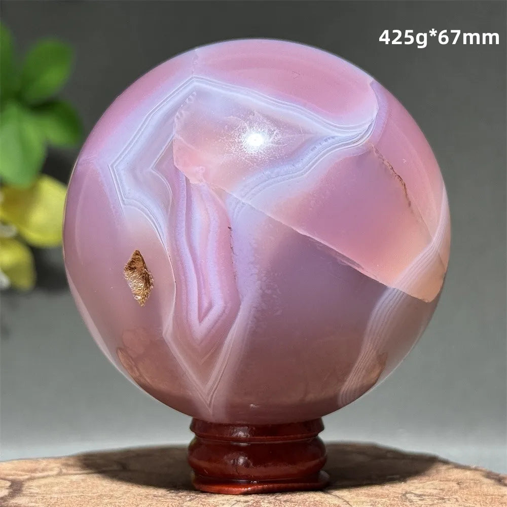 Pink Agate Crystal Sphere