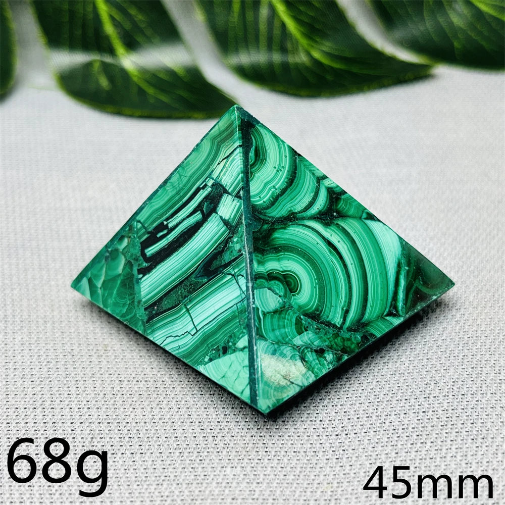 Malachite Crystal Pyramid Handcrafted Sacred Geometry