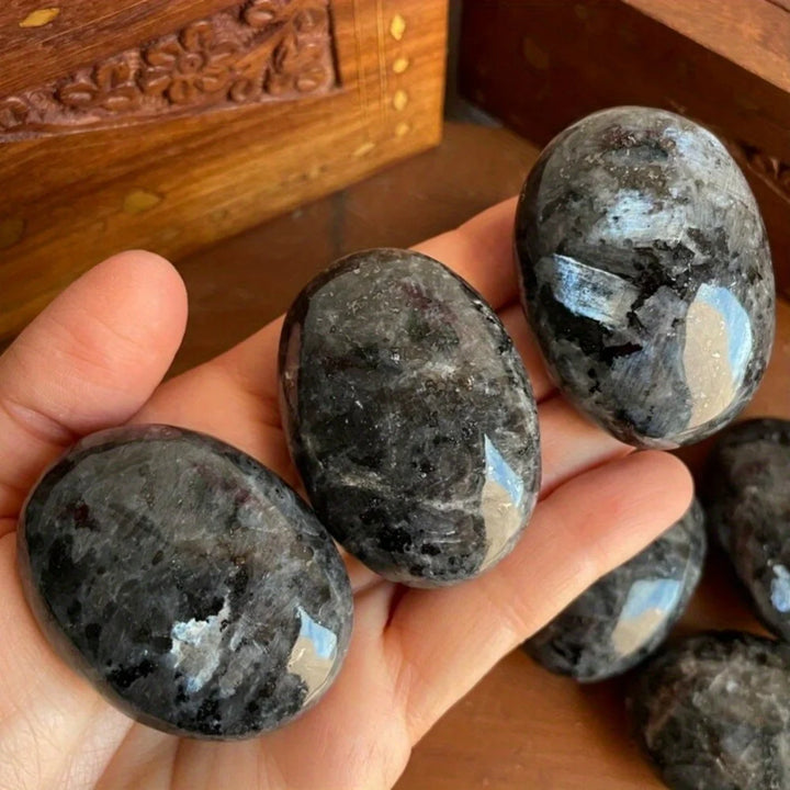 Larvikite Crystal Carved Heart, Palm Stone or Moon