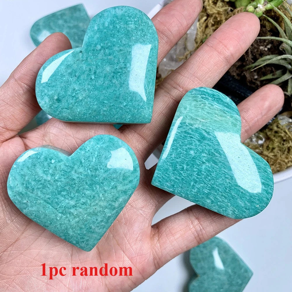 Amazonite Crystal Polished Heart Figurine Natural Stone