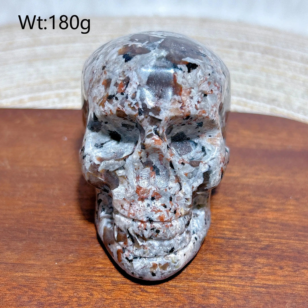 Yooperlite Crystal Carved Skull UV Reactive Glowing Stone