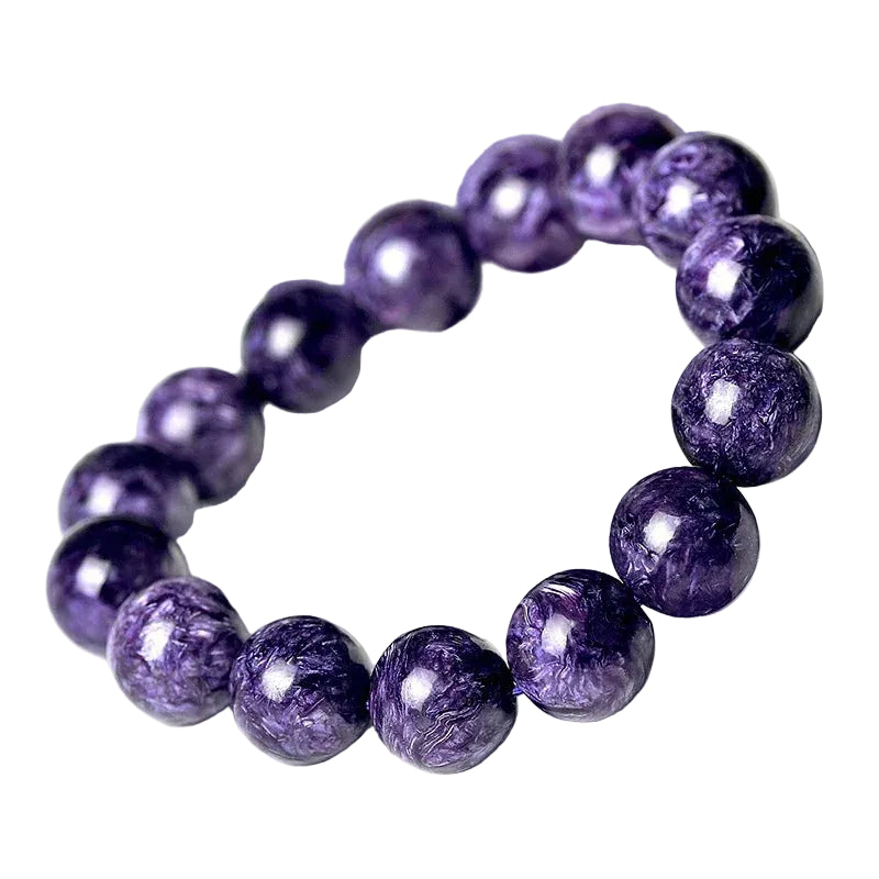 Charoite Beaded Bracelet Natural Stone Round Beads
