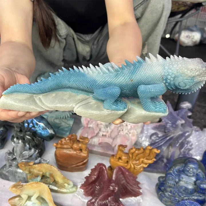 Trolleite Crystal Carved Lizard Animal Statue Carving