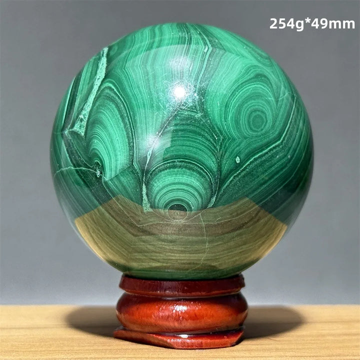 Malachite Crystal Polished Sphere with Display Base