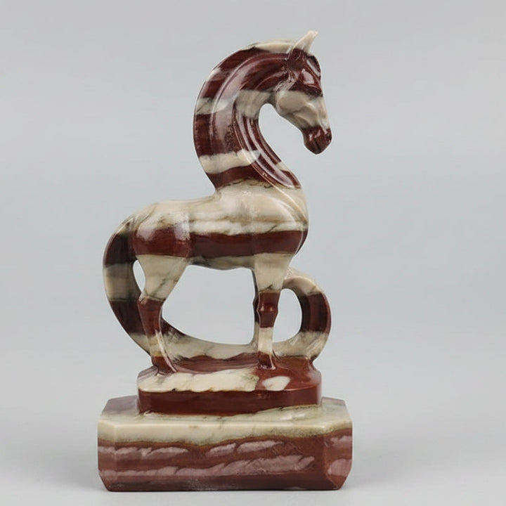Zebra Stone Crystal Carved Horse Collector Sculpture