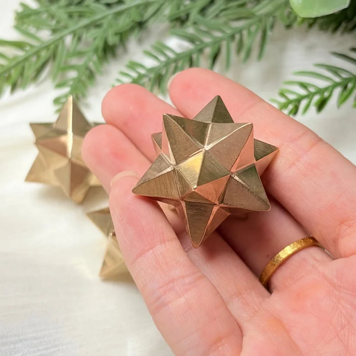 Pyrite Crystal Carved Merkaba Star Sacred Geometry