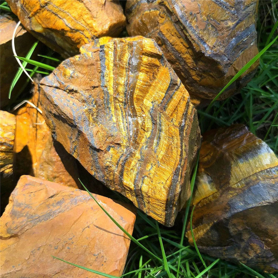 Tiger Eye Raw Crystal Stones for Grounding and Courage