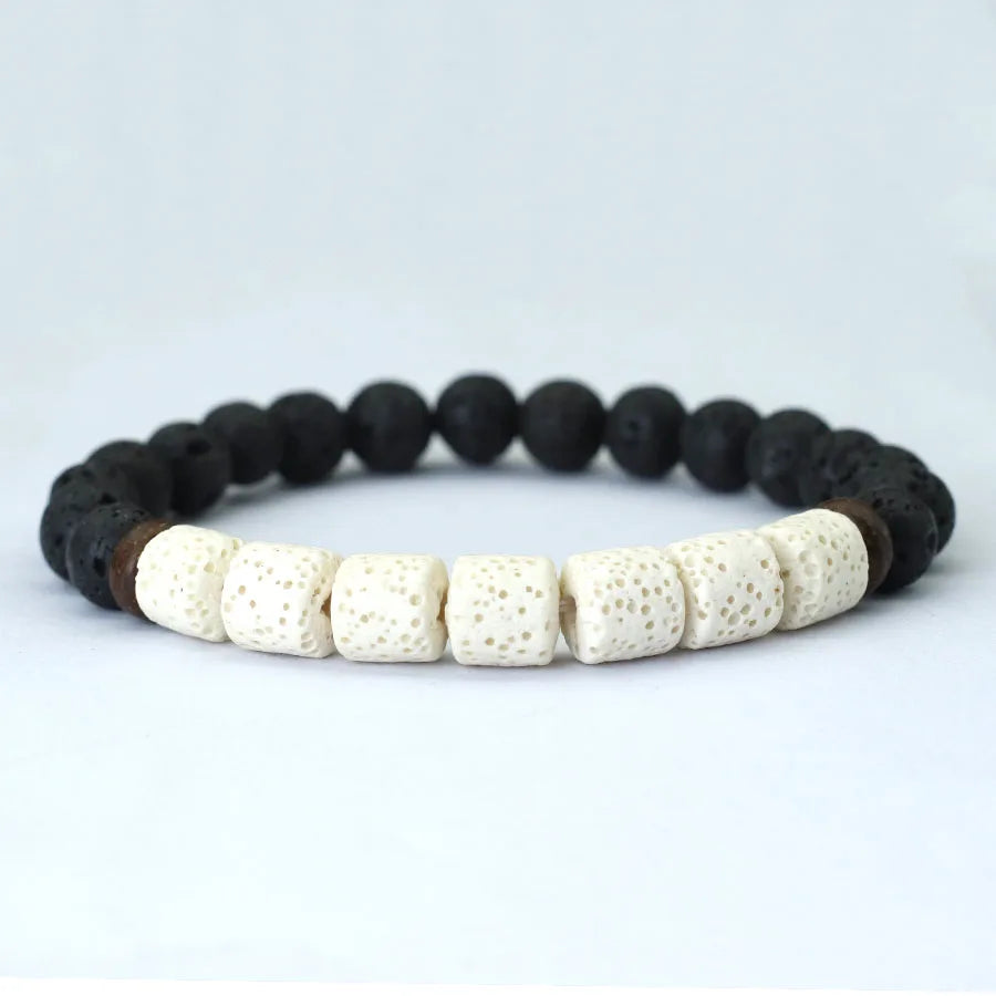 Natural Stone Coconut Bead Handmade Men's Bracelet