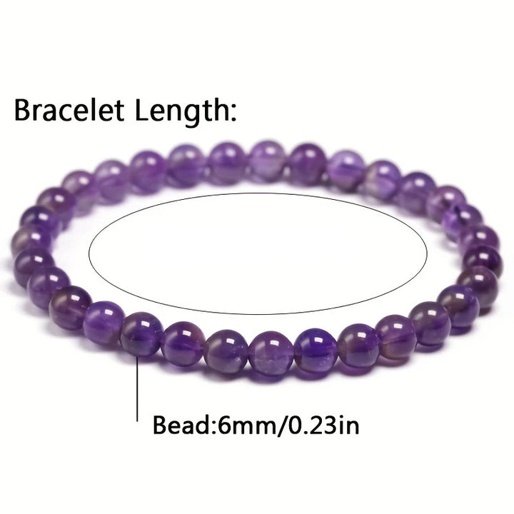 Natural Amethyst Beaded Bracelet 6mm 8mm 10mm Beads