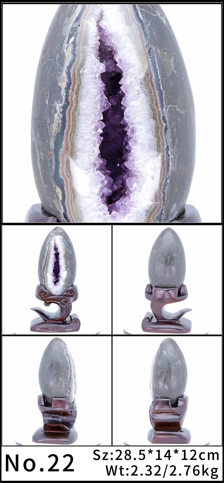 Amethyst Crystal Natural Geode With Stand Statement Piece