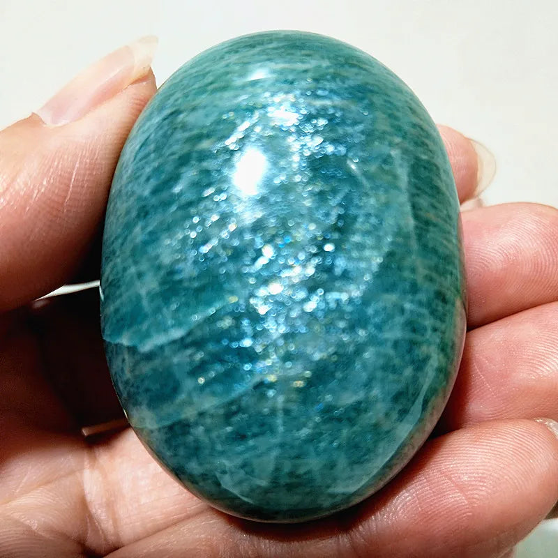 Amazonite Crystal Polished Palm Stone Natural Specimen