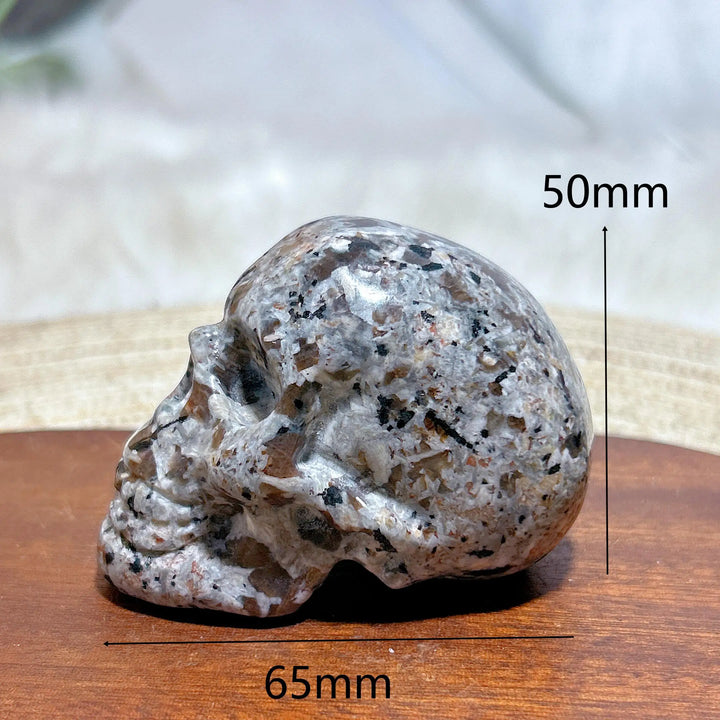 Yooperlite Crystal Carved Skull UV Reactive Glowing Stone