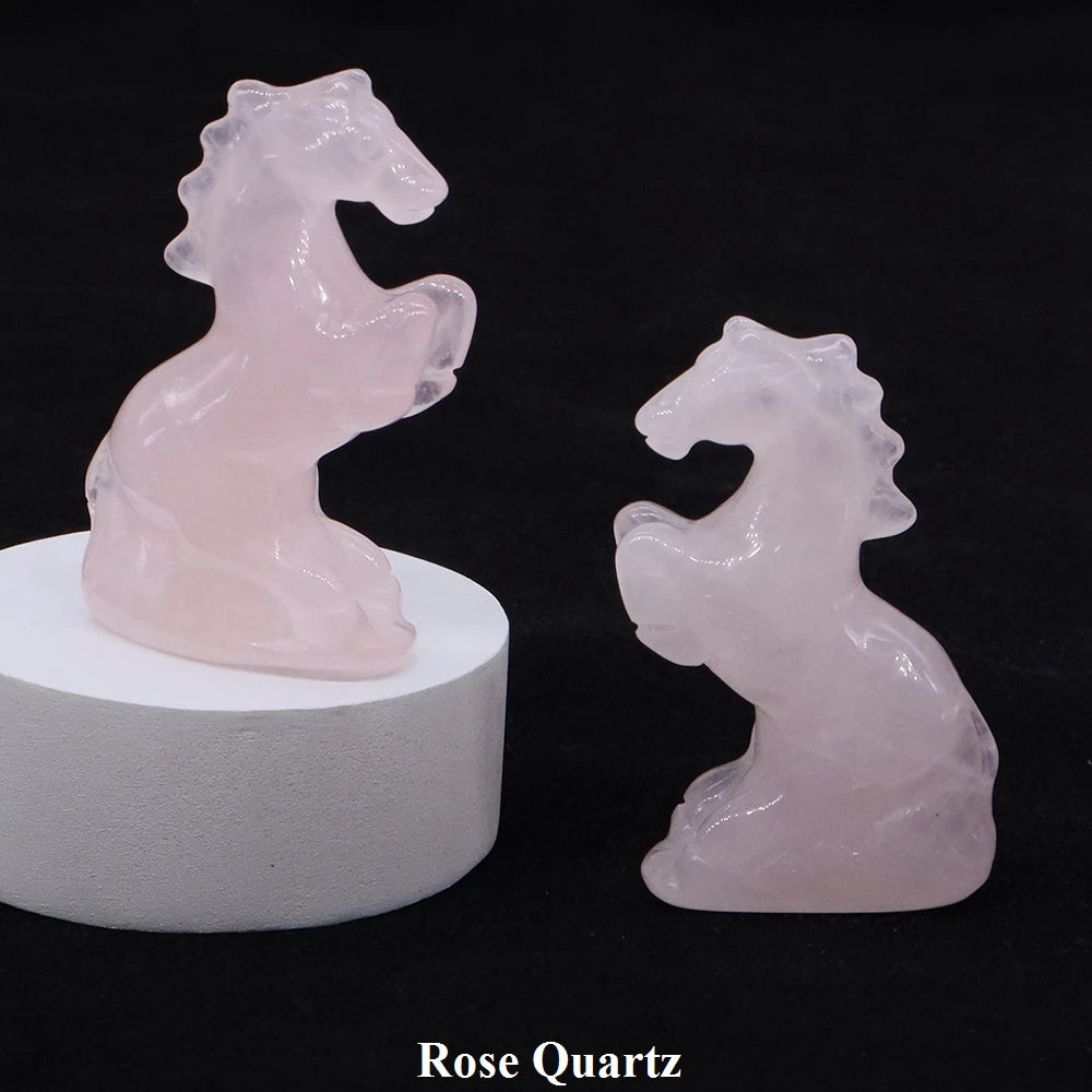 Natural Crystal Carved Horse Figurine Multi Stone Statue