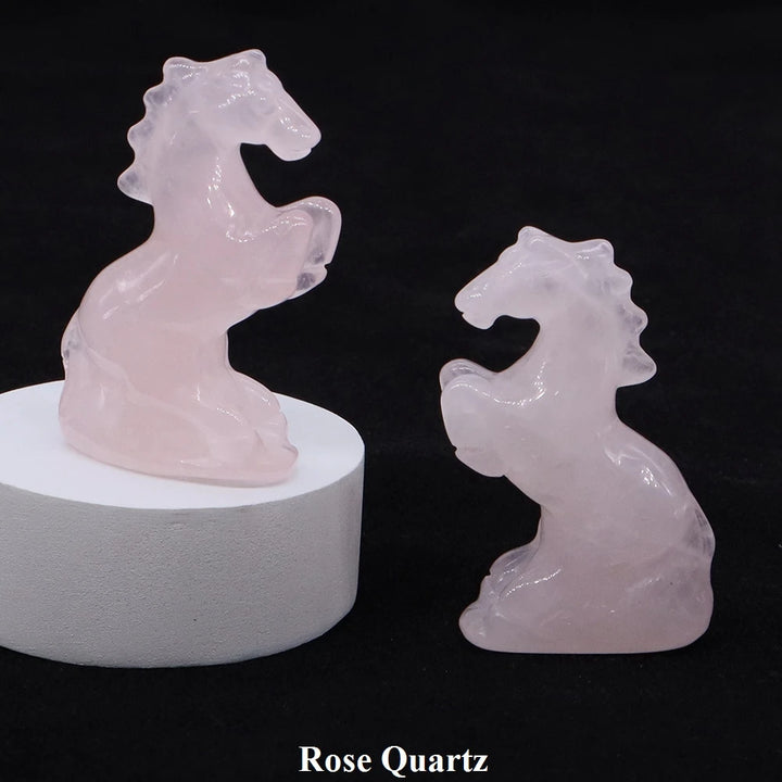 Natural Crystal Carved Horse Figurine Multi Stone Statue