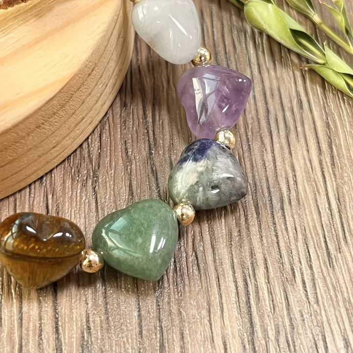 Bohemian 7 Crystal Hearts Shaped Woven Bracelet for Women