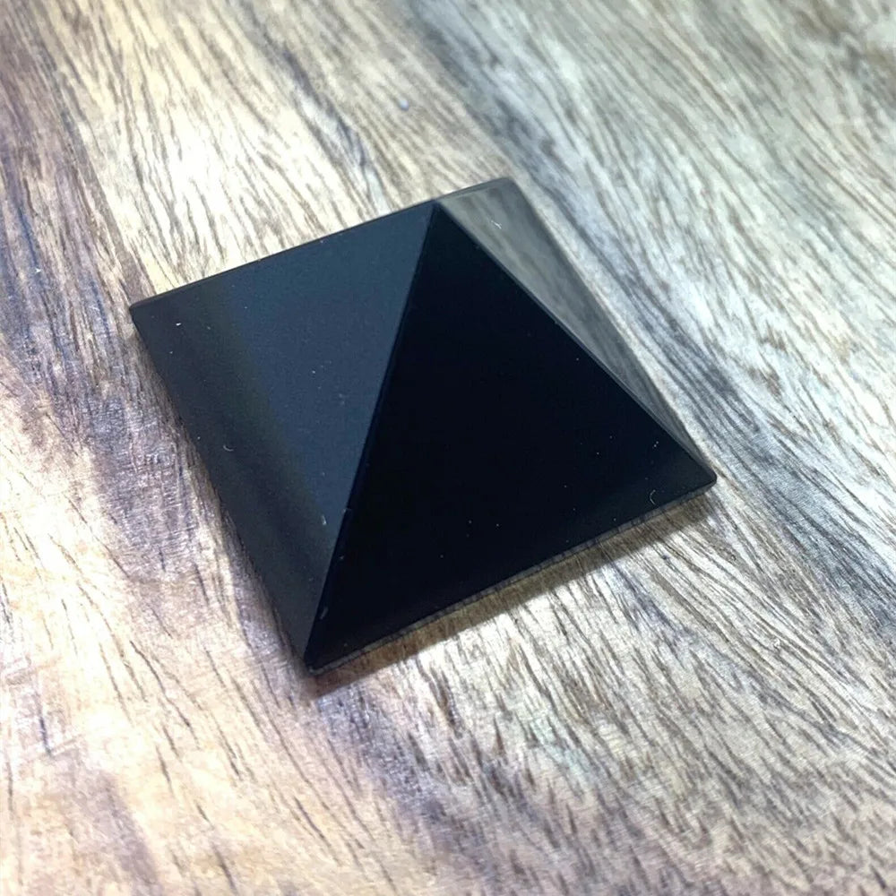 Black Tourmaline Crystal Carved Protection Pyramid