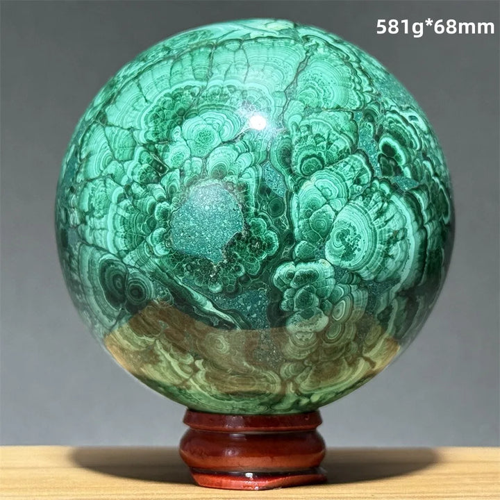 Malachite Crystal Polished Sphere with Display Base
