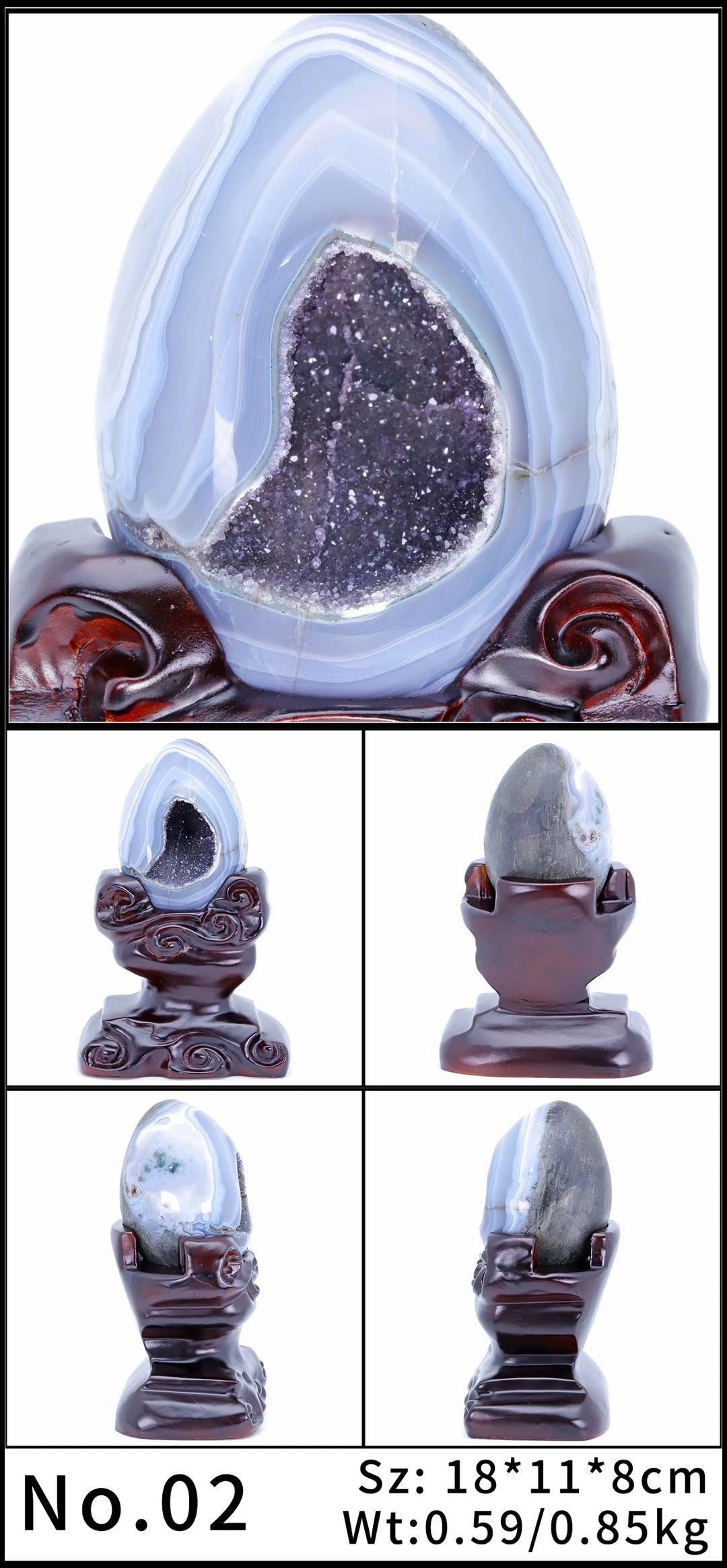 Amethyst Crystal Natural Geode With Stand Statement Piece