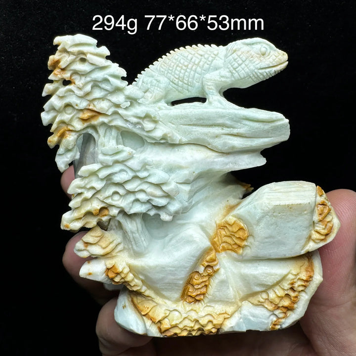 Amazonite Crystal Carved Unpolished Lizard Figurine