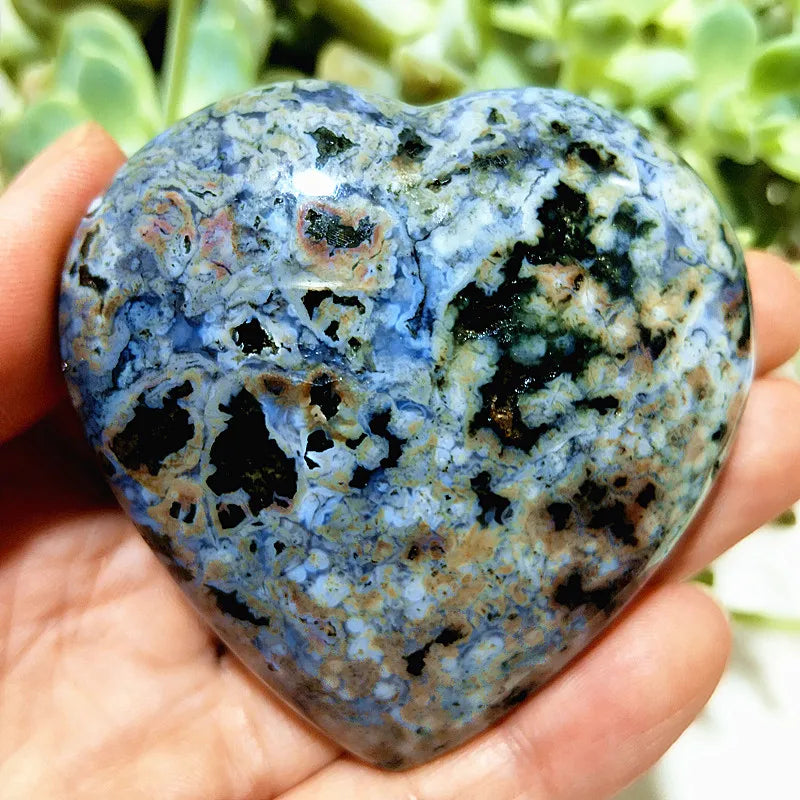 Ocean Jasper Crystal Carved Polished Heart Specimen