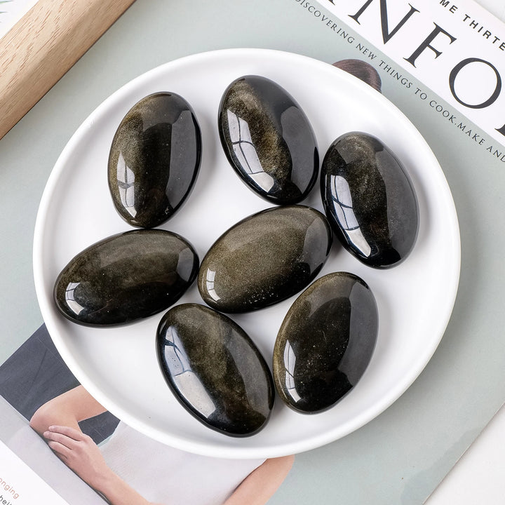 Gold Sheen Obsidian Crystal Palm Stone