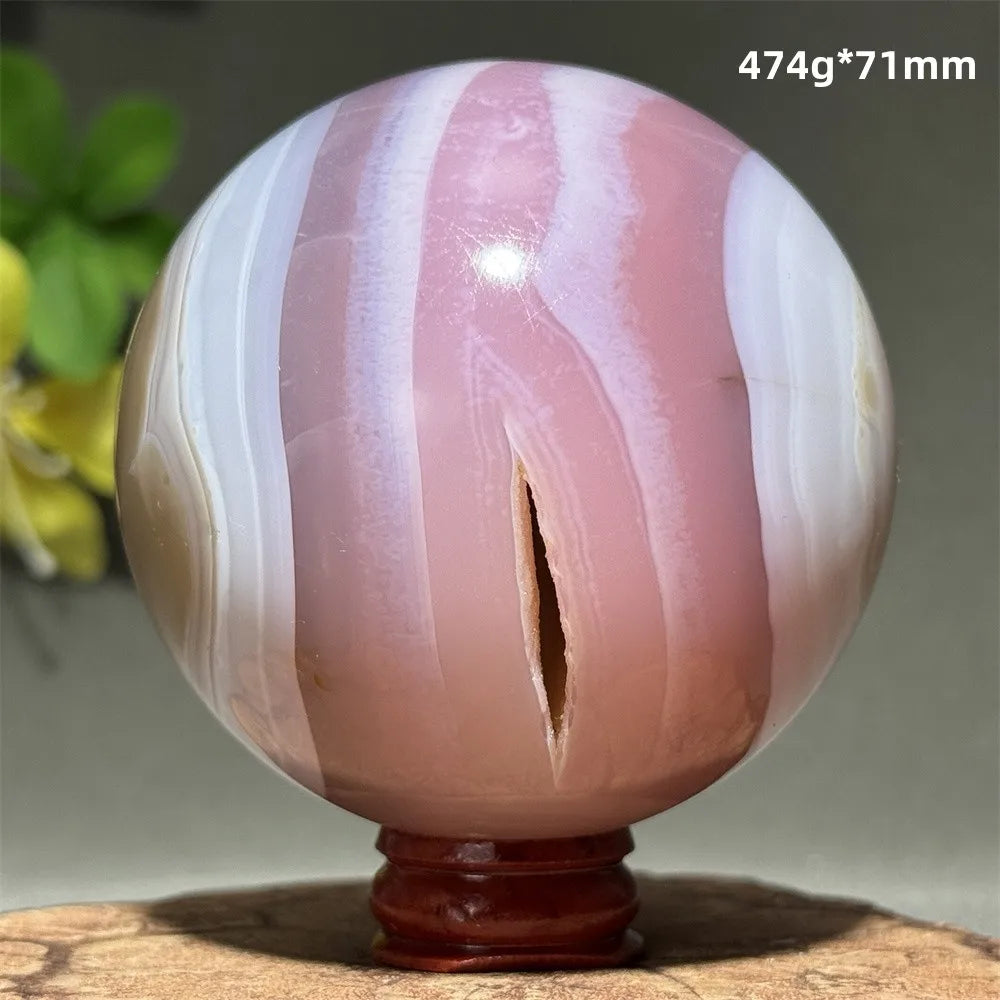 Pink Agate Crystal Sphere