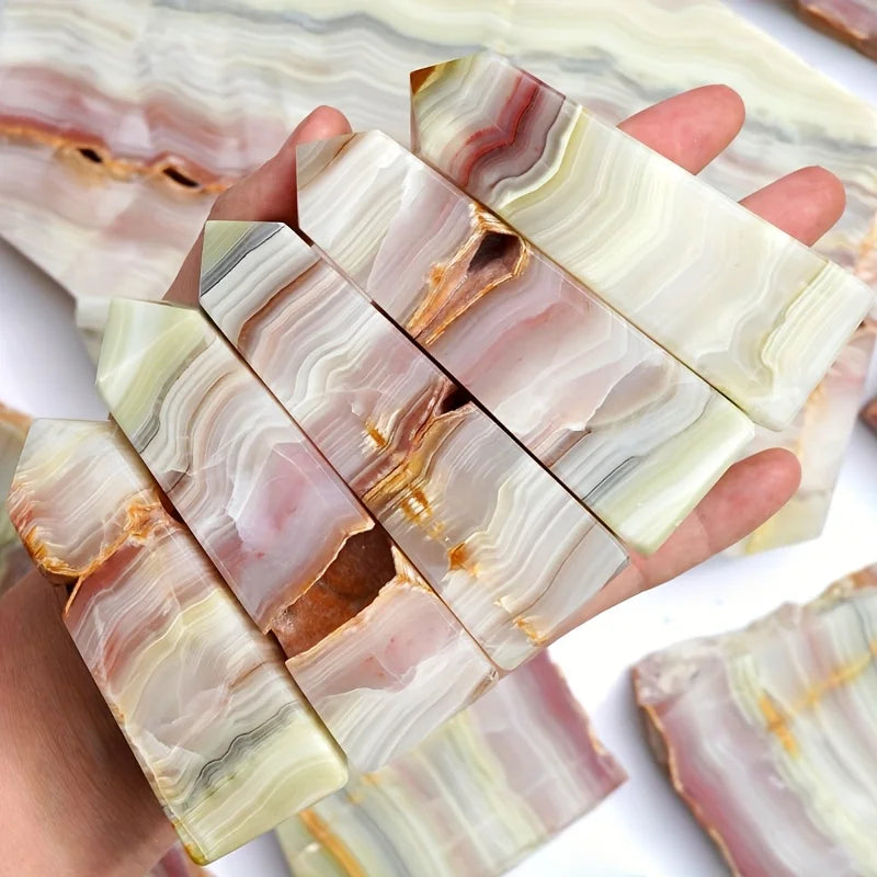Pink Banded Calcite Crystal Tower