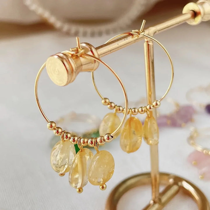Irregular Crystal Stone Dangle Hoop Earrings for Women